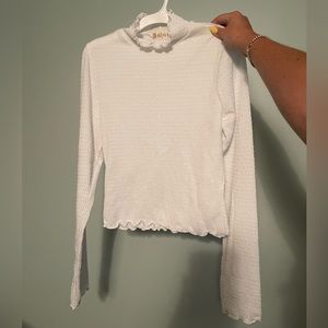 White Ruffle High Neck Altar’d State Top